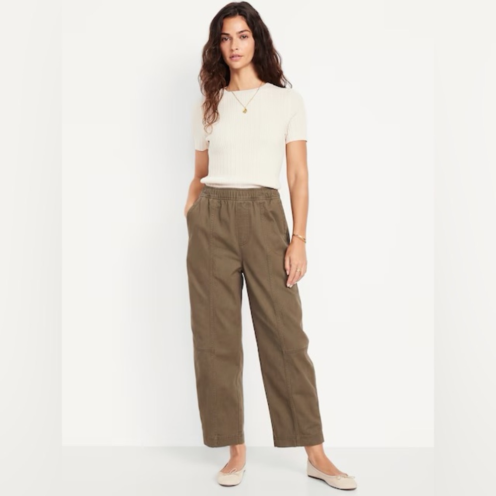 High-Waisted Barrel Ankle Pants